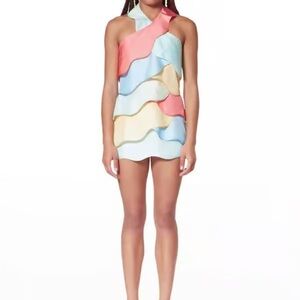 Casablanca Paris Silk Colorful Halter Neck Dress